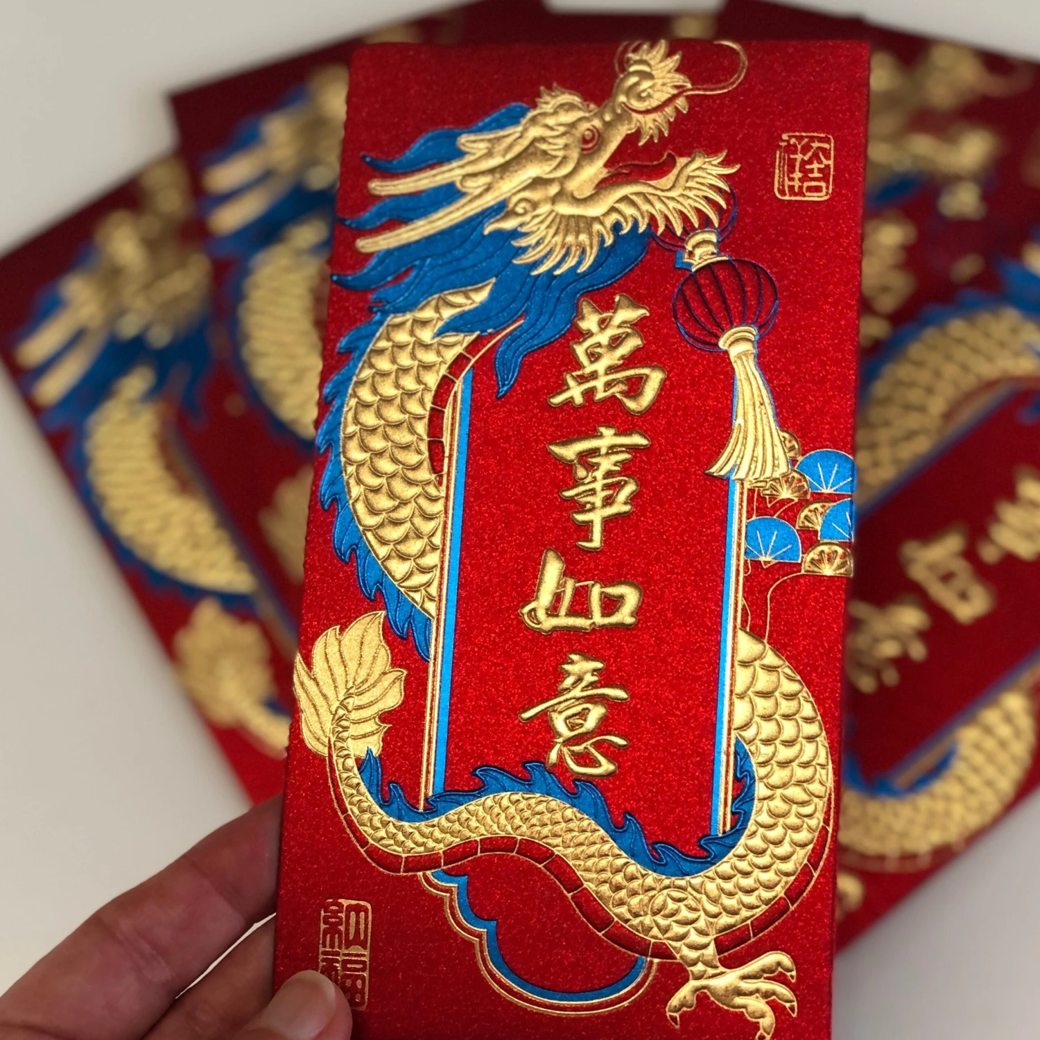 Metallic Golden Dragon - Luxury Red Money Envelopes (6 Pack) 4 Metallic Golden Dragon - Luxury Red Money Envelopes (6 Pack) - Image 4