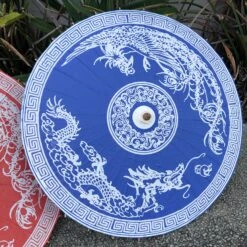 Chinese Paper Parasol - Blue Dragon And Phoenix -Lantern Shop IMG 4460