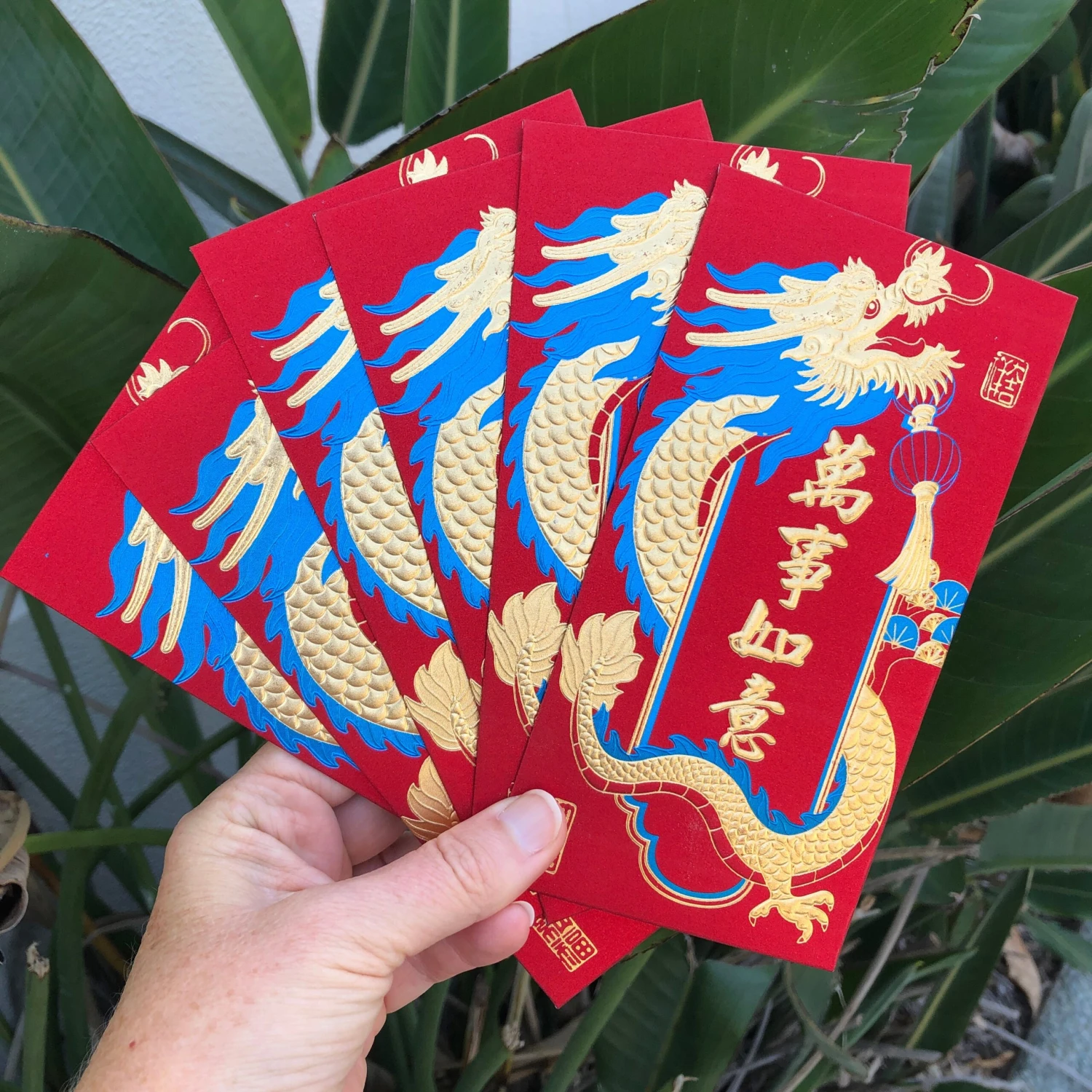 Metallic Golden Dragon - Luxury Red Money Envelopes (6 Pack) 2 Metallic Golden Dragon - Luxury Red Money Envelopes (6 Pack) - Image 2