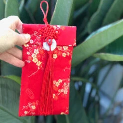 Luxury Red Money Packet - Silk Cherry Blossoms
