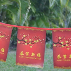 Red & Gold Cherry Blossom - Happy Chinese New Year Bunting 2.2 Metres