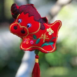 Red Velvet Cow - Chinese Hanging Decoration Cow/ox -Lantern Shop cow decoration