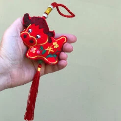 Red Velvet Cow - Chinese Hanging Decoration Cow/ox