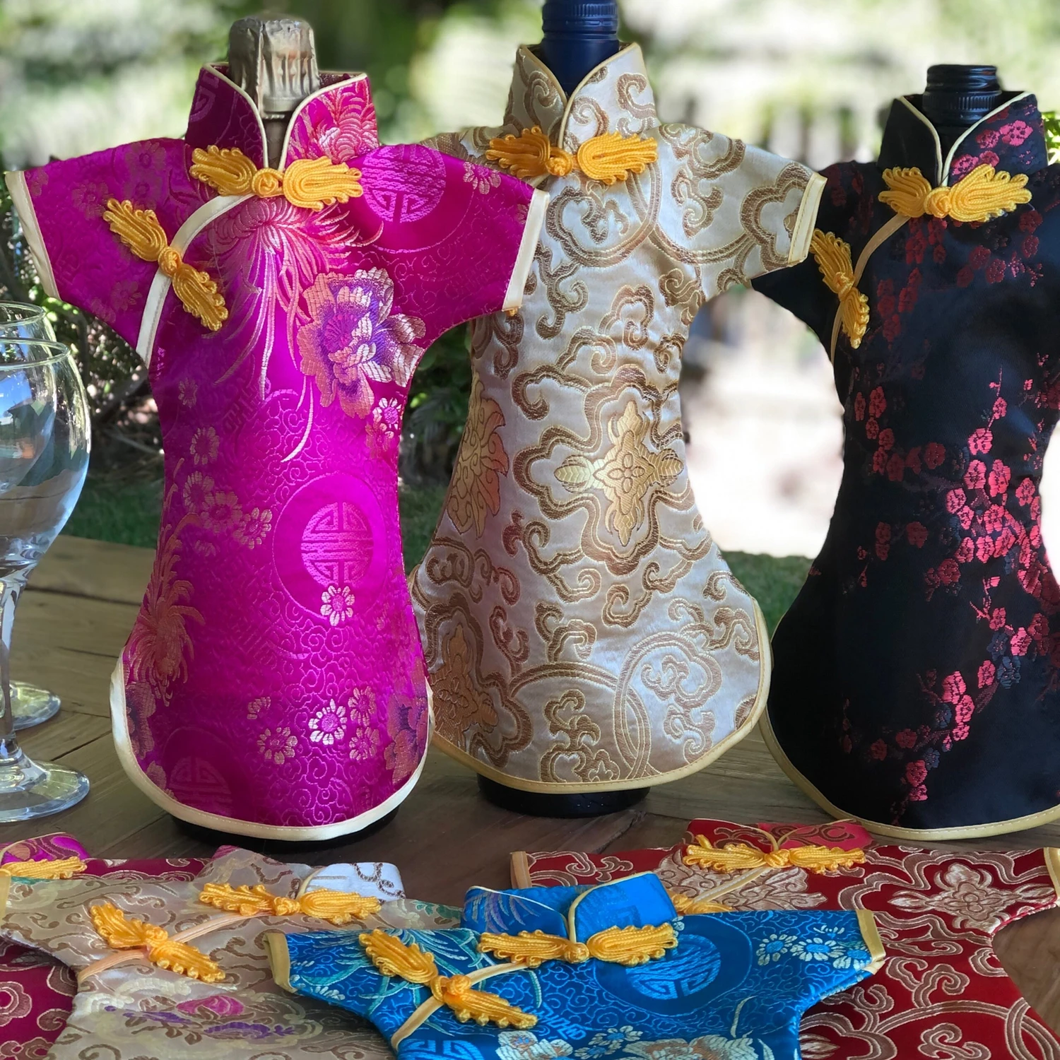 Wine Bottle Cover - Chinese Silk Cheongsam Dress 1 Wine Bottle Cover - Chinese Silk Cheongsam Dress
