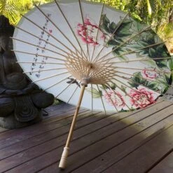 Chinese Paper Parasol - Peony Flowers And Butterflies