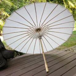 White Wedding Paper Parasol