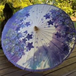 Chinese Paper Parasol - Indigo Flowers -Lantern Shop image 2f017d6b f3c0 4995 a0ff b4b89798ac69