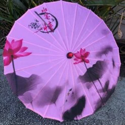 Nylon Parasol - Pink Lotus Flowers