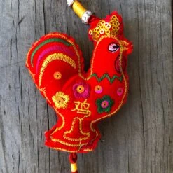 Red Velvet Rooster - Chinese Hanging Decoration