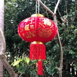 Red Chinese Printed Lanterns - 2 Pack (40cm Diametre)