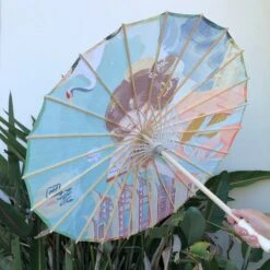 Nylon Parasol - Chinese Lady With Fan -Lantern Shop image 8bab24c7 2e6d 4c58 928a c0d2f8878c5a