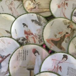 4 Pack - Imperial Ladies Round Silk Fan (15.5cm) -Lantern Shop image 9e304a5d df65 4570 92af b262787877db