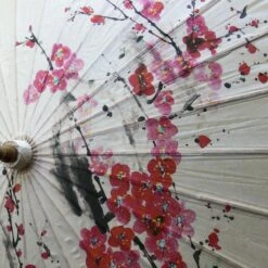 Chinese Paper Parasol - White Cherry Blossoms -Lantern Shop image b27ee700 70cf 46be abf4 2d4f284187f8
