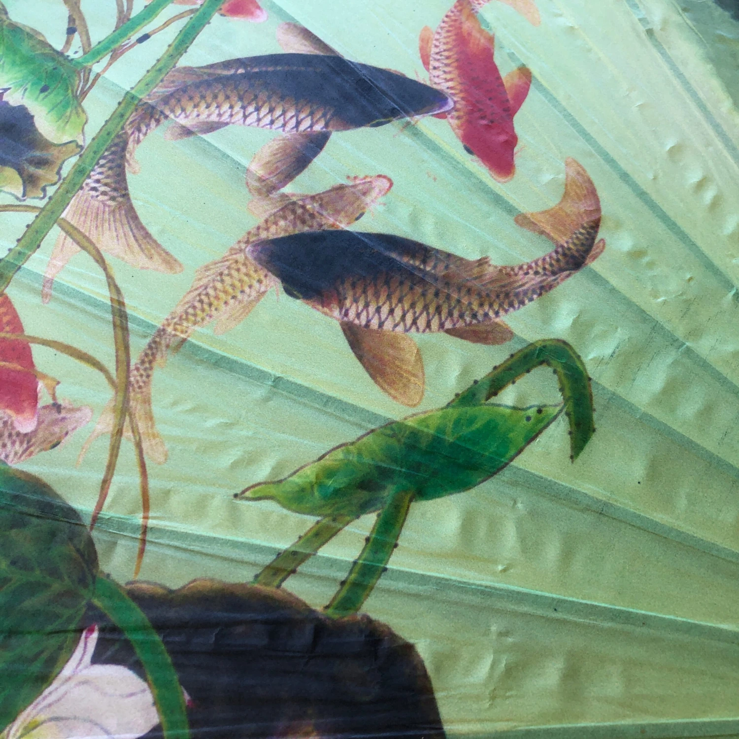 Chinese Paper Parasol - Lotus Flowers And Fish 2 Chinese Paper Parasol - Lotus Flowers And Fish - Image 2