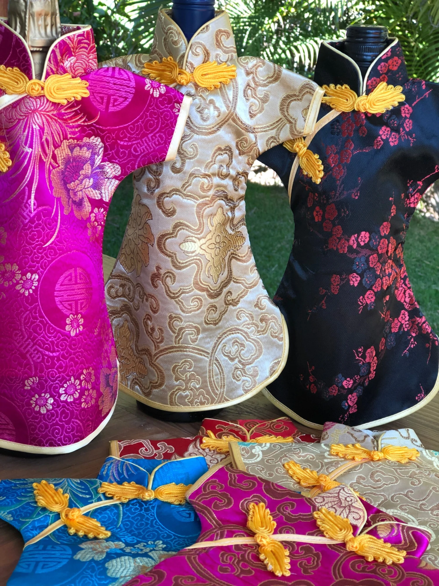 Wine Bottle Cover - Chinese Silk Cheongsam Dress 7 Wine Bottle Cover - Chinese Silk Cheongsam Dress - Image 7