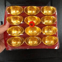 Large Lucky Gold Chinese Ingots - Pack Of 12 (5.5cm) -Lantern Shop large gold ingot pack