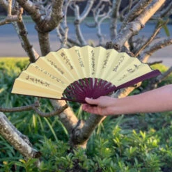 Large Luxury Silk Fan - Cherry Blossoms (33 X 60cm) -Lantern Shop large silk fan blossoms back