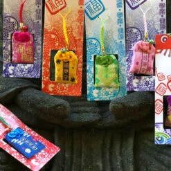 Lucky Mini Silk Hanging Trinkets - Pack Of 5 Mixed Colour/design -Lantern Shop lucky trinkets Chinese