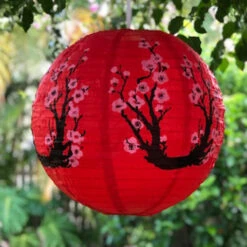 Cherry Blossom Nylon Lantern 40cm Diametre - SALE -Lantern Shop nylon cherry blossom red