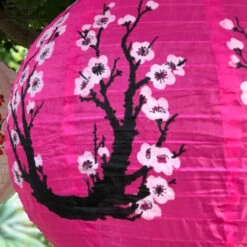 Cherry Blossom Nylon Lantern 40cm Diametre - SALE -Lantern Shop nylon cherryblossom dark pink