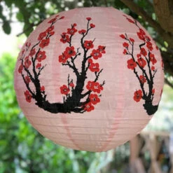 Cherry Blossom Nylon Lantern 40cm Diametre - SALE -Lantern Shop nylon cherryblossom lantern light pink