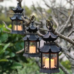 Pagoda Lantern With LED Candle