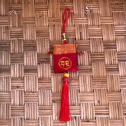 SALE - Chinese Red Silk Hanging Decoration/Bag (pig) -Lantern Shop pig bag